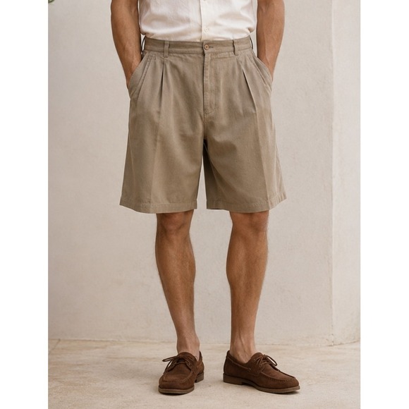 Tommy Bahama Other - Tommy Bahama Silk Shorts Mens Size 40 Beige Chino Pleated Outdoor Golf *Flawed